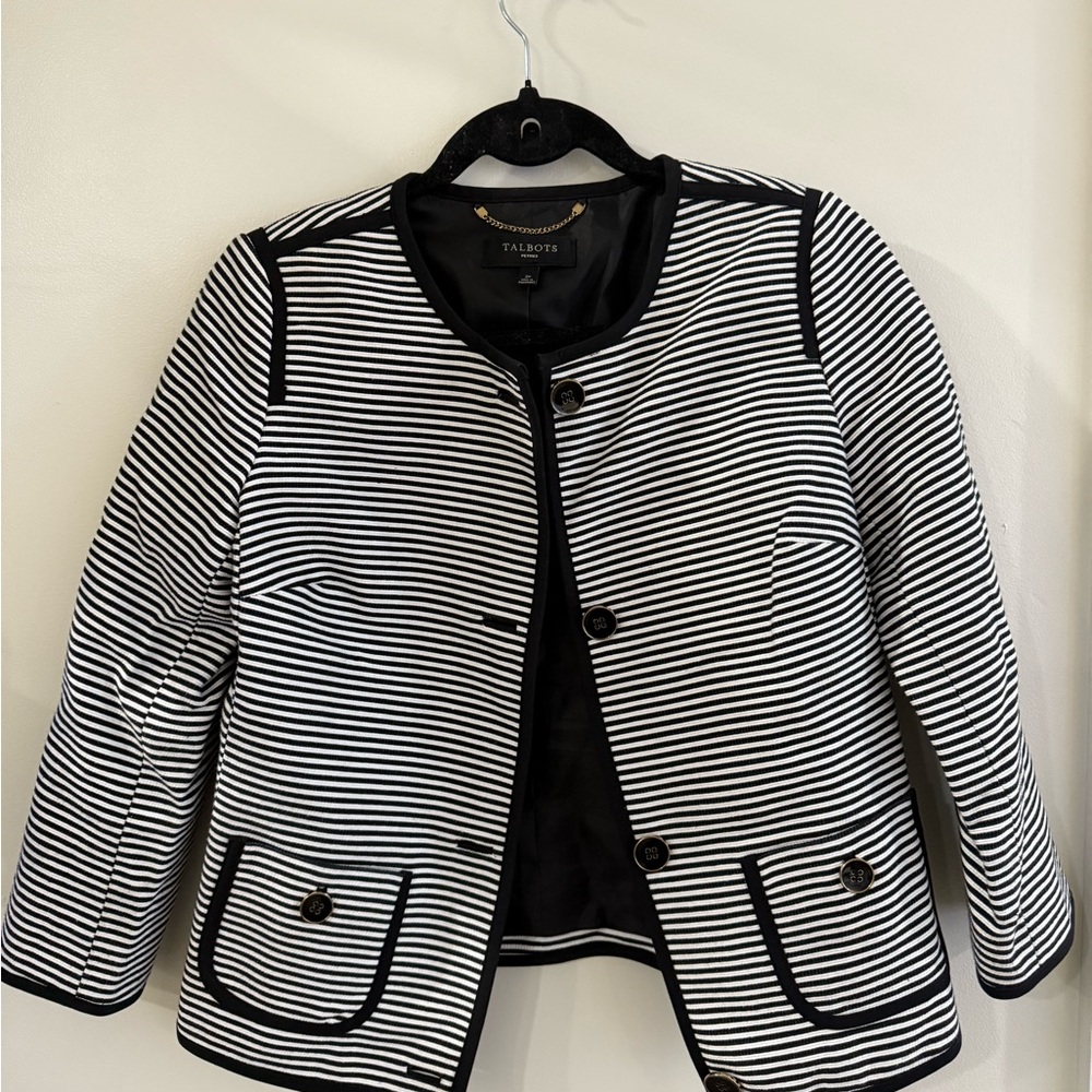 Talbots Black and White Striped Jacket